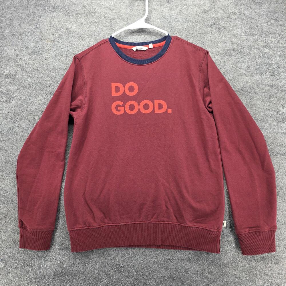 Cotopaxi Sweatshirt Womens XL Red Pullover Fleece Graphic DO GOOD Crew Neck Logo